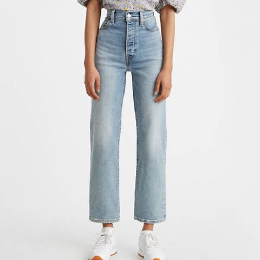 NEW Levi's High Rise Ribcage Straight Leg Ankle Blue Jeans Size 28